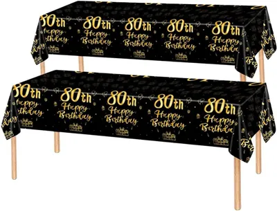 Image de Tafellaken en plastique, lot de 2, dimensions 274 x 137 cm, couleur or/noir, pour une fête d'anniversaire
