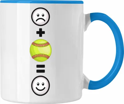 Produktbild von Trendation - Tennis Tasse Geschenk für Tennis-Spieler Lustige Geschenkidee :( + Tennisball = :) Geburtstag (Blau)