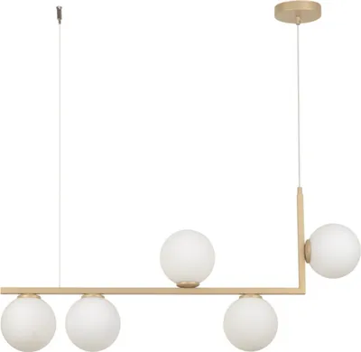 Immagine prodotto di Lampada a sospensione decorativa dorata 5 sfere di vetro bianche su tavolo Andy 5xG9 12W Sigma Lighting