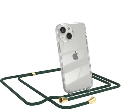 Produktbild von EAZY CASE Handykette kompatibel mit Apple iPhone 13 Mini, Handyhülle mit Umhängeband, Handykordel, Schutzhülle Clear, Band in Grün