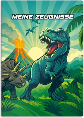 Produktbild von itenga Zeugnismappe A4 Kunststoff Sichtbuch Motiv Dinosaurier - DINO WORLD