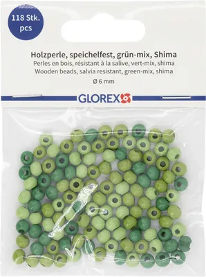 Produktbild von Glorex Holzperle grün mix 6 mm - 118 Stück