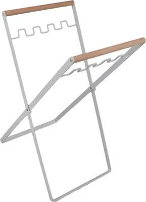 Imagen del producto de Soporte para bolsas de basura de hierro para exteriores, soporte plegable para bolsas de hojas, ideal para camping. Color: blanco