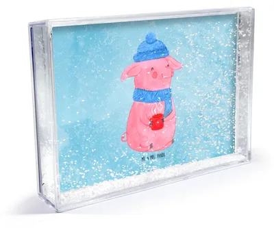 Produktbild von Mr. & Mrs. Panda Bilderrahmen Schweinchen Glühwein - Eisblau - Geschenk, Weihnachtsmarkt, 3D-Rahmen, Acrylglasrahmen, dekoartikel, Plexiglasrahmen, Weihnachten, Spruch
