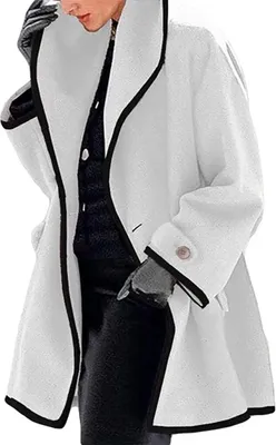 Produktbild von ASKSA Damen Einfarbige Wintermantel mit Kapuze Warmer Mittellange Winterparka Dufflecoat, A Weiß, 2XL
