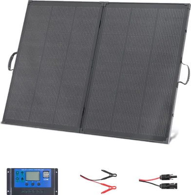 Obrázok produktu pre SucceBuy Skladací solárny panel 200 W, prenosný monokryštalický solárny modul s 30A PWM regulátorom, pripojenie MC4 a robustný rám, 23% energetická účinnosť, vodotesnosť IP67 - ideálny na kempovanie, turistiku a výlety v karavane