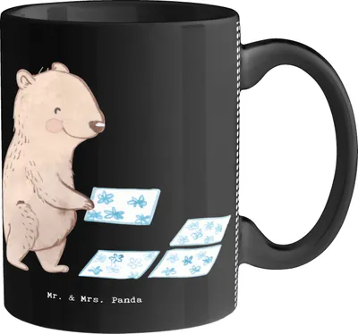 Produktbild von Mr. & Mrs. Panda Keramiktasse Fliesenleger Herz - Schwarz - Geschenk, Tasse, Kaffeebecher, Fliesenfachhandel, Teetasse, Dekotasse, Gesellenprüfung, Handwerk, Bedruckte