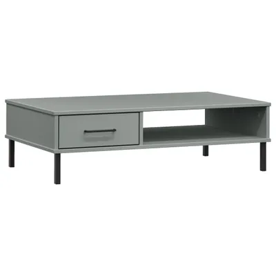 Produktbild von vidaXL Couchtisch OSLO mit Metallbeinen Grau Massivholz Kiefer