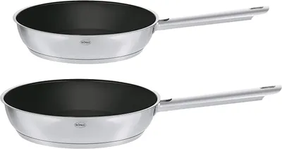 Produktbild von RÖSLE ELEGANCE Bratpfannen-Set 2-tlg. 20, 28cm, Hochwertige Universalpfannen mit robuster Antihaftversieglung ProStone, 20 cm und 28 cm, Edelstahl 18/10, induktionsgeeignet