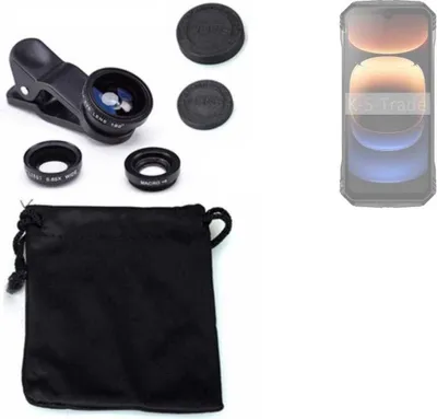 Produktbild von K-S-Trade Smartphone Kamera Linsen Set Kompatibel mit Doogee V Max Plus 3in1 Clip-On Kamera Adapter Macro Weitwinkel FishEye Fischauge Objektiv Linse
