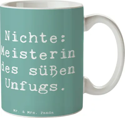 Produktbild von Mr. & Mrs. Panda Tasse Spruch Nichte Meisterin - Meeresbrise - Geschenk, Keramiktasse, Geburtstage, Unfug, Familie, Verwandtschaft, Liebe, Weihnachten, Teetasse, Spaß