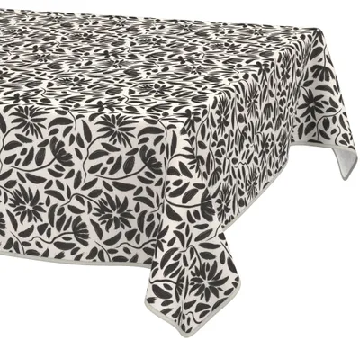 Produktbild von Tischdecke 100x160cm Rechteckig Schwarz abwaschbar Barcelona Stoff Premium Grafisch Blumen Wachstuchtischdecke 2.0 mit Saumkante