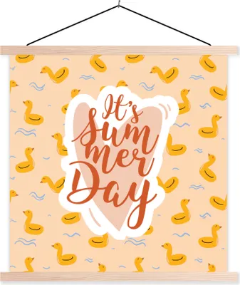 Produktbild von MuchoWow® Textilposter Poolband - Rosa - Gelb 40x40 cm mit holzfarbenen Rahmen - Posterleiste