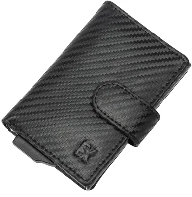 Produktbild von Fomax Mini Geldbörse mit Münzfach aus Leder in Carbon Optik, Herren, 8+ Karten mit RFID Schutz Slim Wallet