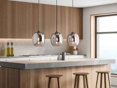 Produktbild von LED Pendelleuchte Industrial Style 3flammig Rauchglas Schwarz für über Esstisch