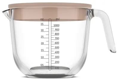 Productafbeelding van Mepal Chef Maatbeker van glas, 1000 ml, met deksel, kleur: chalk (lichtgrijs)