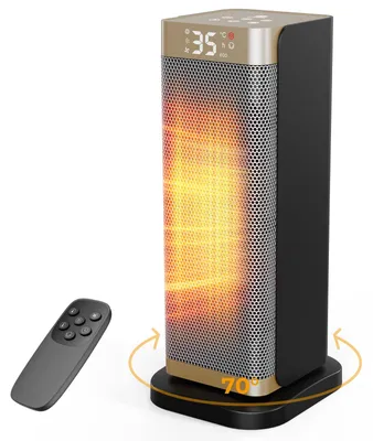 Image de Radiateur électrique - 2000 W - Couleur or - Élément chauffant en céramique - Pour intérieur