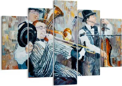 Produktbild von Bild auf Leinwand - Leinwandbild - Jazz Musik Musiker - 150x100cm - Wand Bild - Wanddeko - Leinwanddruck - Bilder - Kunstdruck - Wanddekoration - Leinwand bilder - Wandkunst - EA150x100-3422