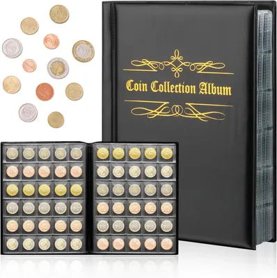 Produktbild von Münzalbum, Sammelalbum, Münzsammelbuch, 480 Stück Münzen Aufbewahrung, Sammler Münzalbum, für Pfund, Pence, Cent, Dollar, Nickel