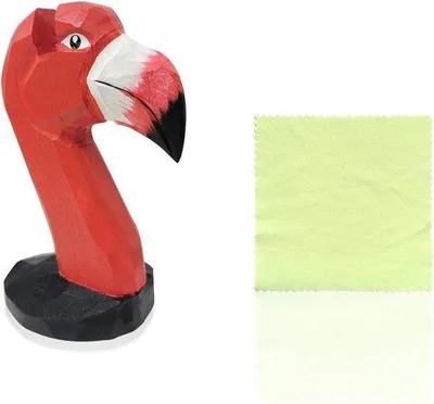 Produktbild von Holzbrillehalter mit Flamingo-Design - Handgefertigt - Mit Brillendothalter - Bürohalter