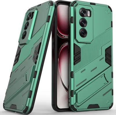 Produktbild von Armor Hülle für Oppo Reno12 Hybrid PC TPU Bumper Stoßfestes Schutzhülle mit Standfunktion Grün