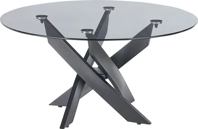Produktbild von Couchtisch - Ø 80 cm - Transparent - Schwarz matt - Grauglas - Metallgestell