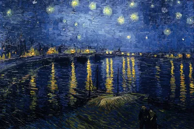 Obrázek produktu pro Vincent Van Gogh Art Print Obraz - Hvězdná noc nad Rhônou, 1888 (80 x 120 cm)