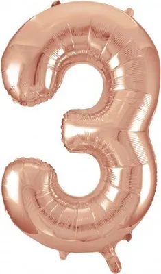 Immagine prodotto di Palloncino GODAN in foil numero tre 92 cm oro rosa / oro rosa (3)