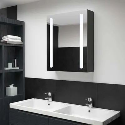 Image de The Living Store Armoire à miroir LED pour salle de bain 50x13x70 cm