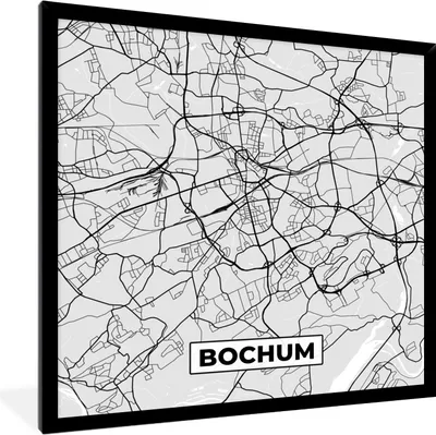 Produktbild von MuchoWow® Gerahmtes Poster Bochum - Deutschland - Karte - Stadtplan 40x40 cm - Poster mit Schwarzem Bilderrahmen Wandposter Rahmen Foto Bilder - Mit Rahmen - Wanddekoration Schlafzimmer