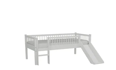Produktbild von VIPACK - FORREST Buche Junior-Spielbett 90x200 cm, inkl. Lattenrost, Leiter und Rutsche, Buche massiv weiß lackiert