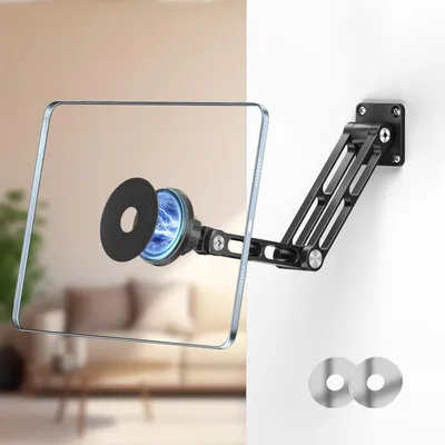 Immagine prodotto di Supporto magnetico per tablet, in alluminio, girevole a 360°, estensibile, pieghevole, universale, compatibile con smartphone e tablet