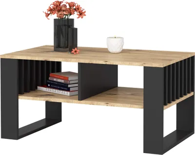 Produktbild von Couchtisch mit 92x53cm | Kaffeetisch | Wohnzimmertisch in Artisan-Eiche