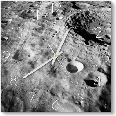 Produktbild von DEQORI Glasuhr 30x30 cm Zahlen 'Ewige Mondlandschaft' Wanduhr Glas Uhr Design leise Küchenuhr