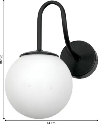 Obrázok produktu pre Čierna kovová nástenná lampa so sklom, E14, IP20