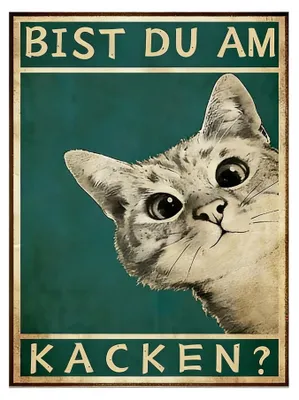 Poster Schwarze Katze Vintage 21x30 cm lustig für Bad WC