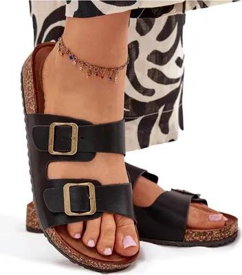 Produktbild von Damen Sandalen Auf Korkplattform Mit Schnallen Schwarz Vesina 37