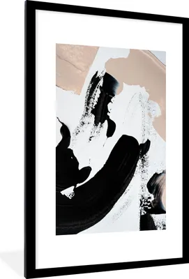Produktbild von MuchoWow® Gerahmtes Poster Schwarz - Abstrakt - Design 60x90 cm - Poster mit Schwarzem Bilderrahmen Wandposter Rahmen Foto Bilder - Dekoration - Wandposter Wohnzimmer - Hochwertig