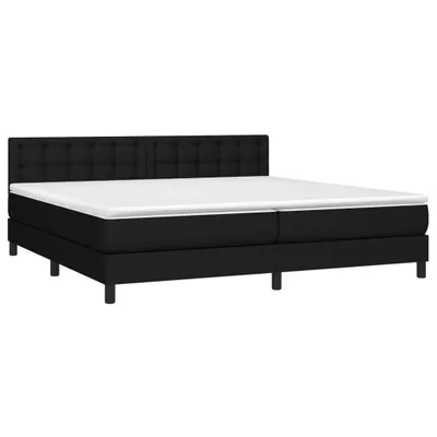 Image de vidaXL Lit boxspring avec matelas noir 200x200 cm tissu