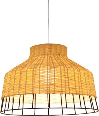 Image de Fine Asianliving Lampe à suspendre en bambou Lampe à suspendre faite à la main - Trinity D40xH28cm Lampe à suspendre éclairage Bambou Abat-jour Lampe tressée Animation Rotan