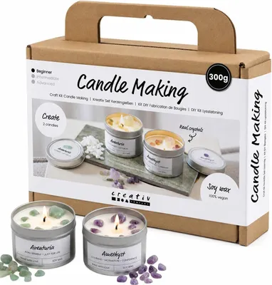 Produktbild von Mini Bastelset Kerzenmachen, Soja Kerzen, Off White, 2 Stück, für Kreatives DIY