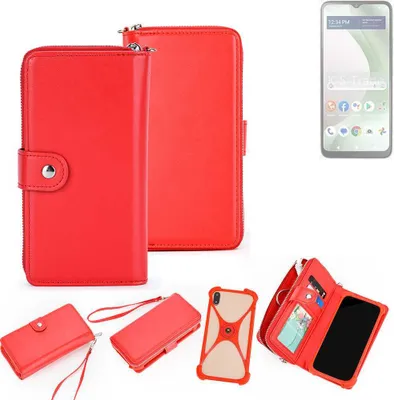 Produktbild von K-S-Trade 2in1 Schutzhülle Portemonnee Handyhülle mit Bumper kompatibel mit BLU View 5 Hülle Case Etui Geldbörse Smartphone rot (1x)