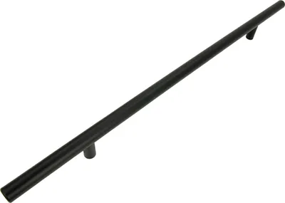 Zdjęcie produktu dla Elegancki uchwyt meblowy w kolorze czarnym matowym, o rozstawie otworów 256 mm, wykonany ze stali nierdzewnej - model Aurora, idealny do nowoczesnych salonów i kuchni.