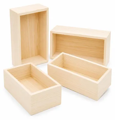 Holz-Aufbewahrungsbox 4er-Set, 20 x 10 x 8 cm