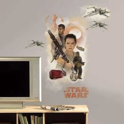 Zdjęcie produktu dla Naklejka ścienna z bohaterami Przebudzenia Mocy Star Wars