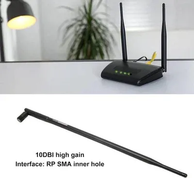 Obrázek produktu pro Dvoupásmová Wi-Fi anténa 10 dBi s konektorem RP-SMA a zesilovačem signálu