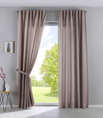 2er-Set Vorhänge, blickdicht, Leinenoptik, taupe, 145x140 cm