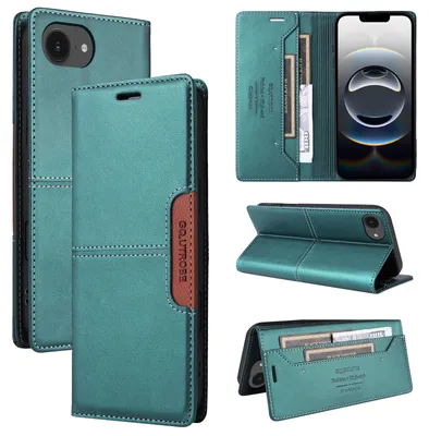Produktbild von Handyhülle für iPhone 16e/iPhone 17e Hülle, Leder Flip Wallet Kartenfach Stand Schutzhülle Grün