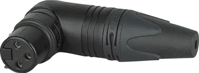 Produktbild von Neutrik XLR 3P 90° Connector - female - Neutrik RX Silberkontakte - schwarzes Metallgehäuse