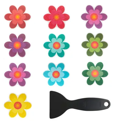 Image de Lot de 10 autocollants antidérapants pour la douche, autocollants antidérapants en forme de fleurs, pour les baignoires, les escaliers, les douches et les surfaces glissantes.